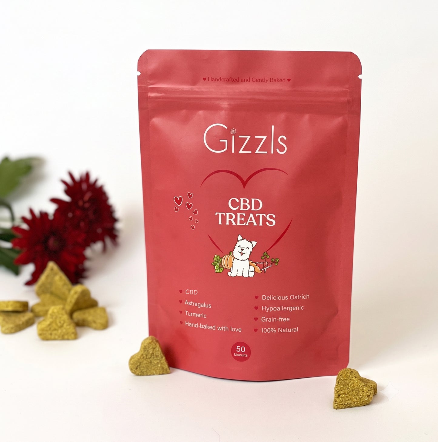 Gizzls Ostrich CBD Dog Treats (med/large dogs)