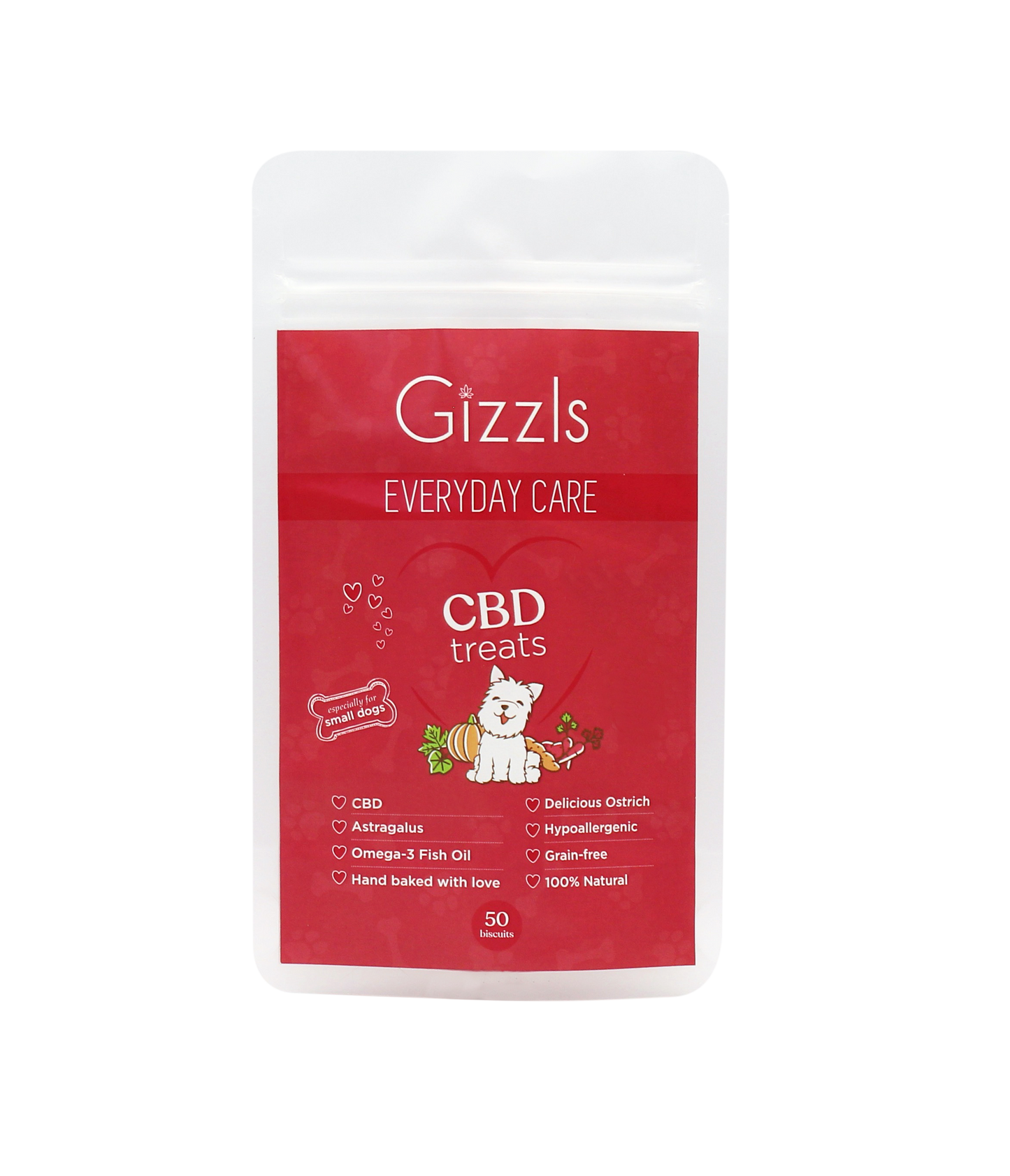 Gizzls Ostrich CBD Dog Treats (for small dogs)
